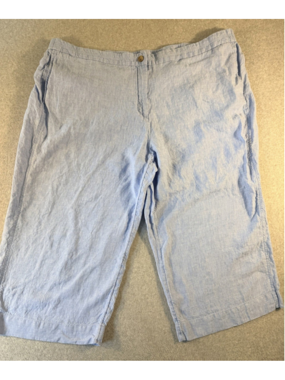 J.Jill Love Linen Women’s 4X Light Blue Cropped Wide Leg Pants